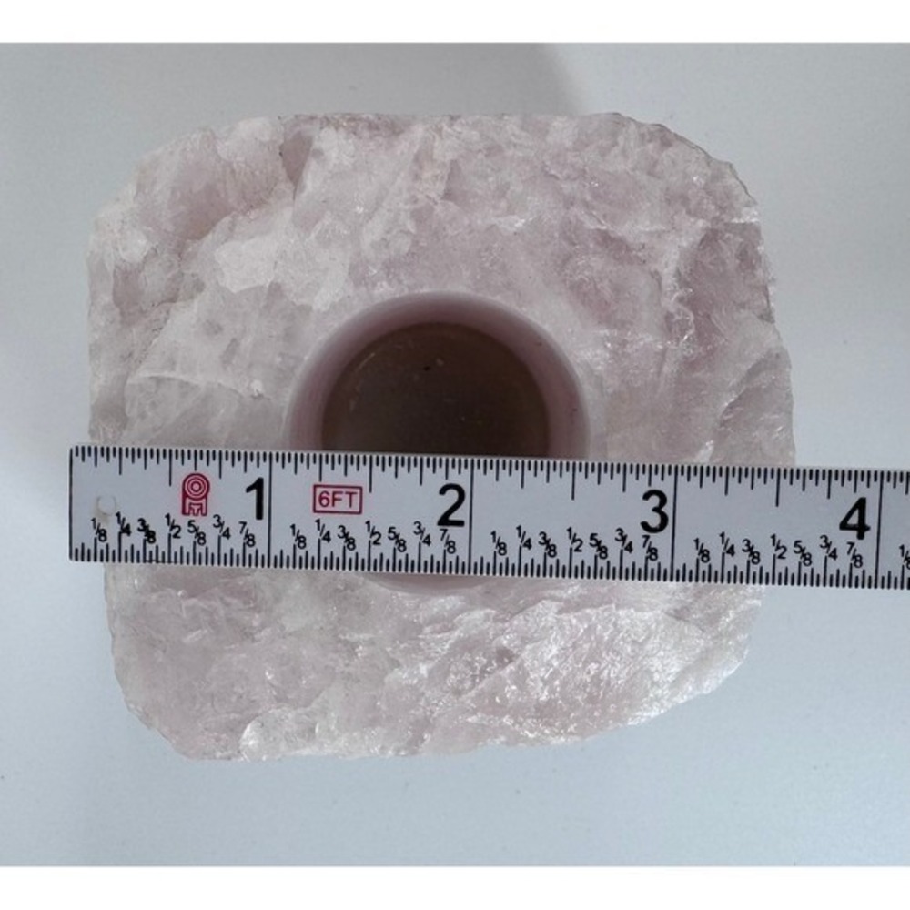 Rose Quartz Crystal Candle Tealight Votive Holders Set of 2 Raw Gemstone Carved - Picture 15 of 16